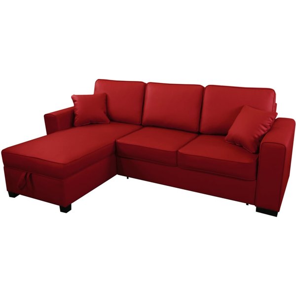 Canapé d’angle avec fonction lit et coffre de rangement Maxim, rouge - Margo red