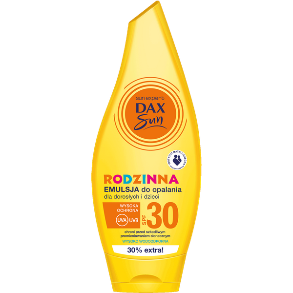 DAX Sun rodzinna emulsja do opalania dla dorosłych i dzieci SPF 30 z D-pantenolem, gliceryną i bawełną 250 ml