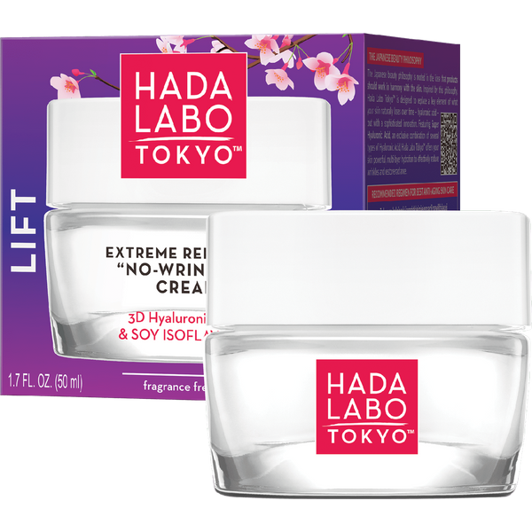 Hada Labo Tokyo Lift No-Wrinkles przeciwzmarszczkowy krem odbudowujący na dzień i noc z 4 formami kwasu hialuronowego, izoflawonami sojowymi i kolagenem 50 ml
