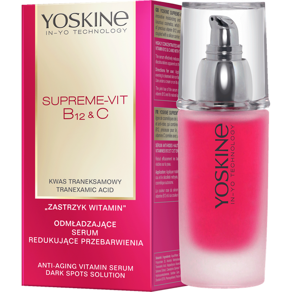 Yoskine Supreme-Vit B12 + C serum do twarzy na przebarwienia z witaminą B12, witaminą C i kwasem traneksamowym 30 ml