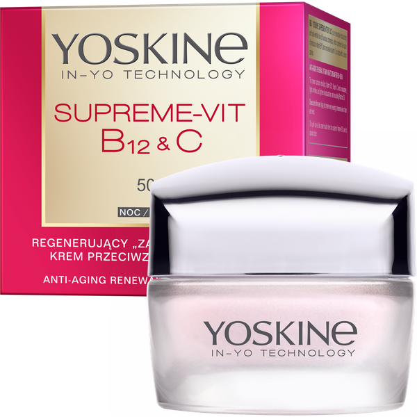 Yoskine Supreme-Vit B12 + C krem przeciwzmarszczkowy na noc 50+ z witaminą B12, witaminą C, olejem pistacjowym i masłem shea 50 ml