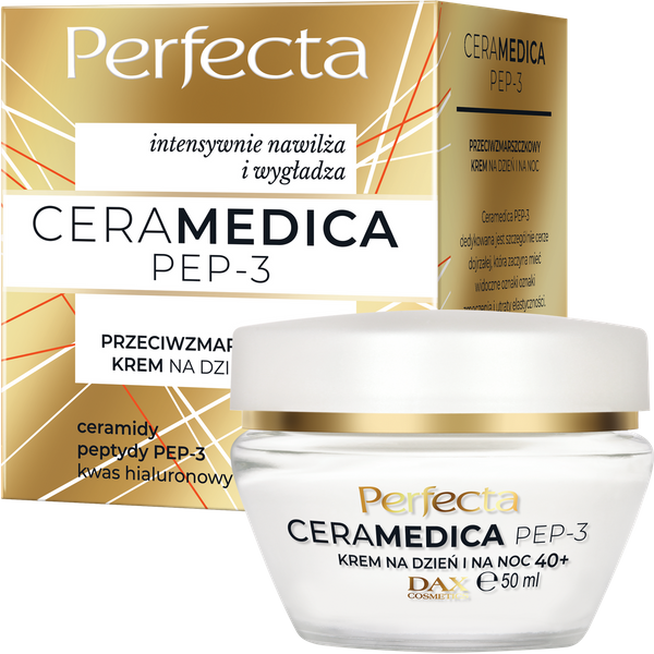 Perfecta Ceramedica PEP-3 przeciwzmarszczkowy krem 40+ na dzień i noc z ceramidami, 3 peptydami i kwasem hialuronowym 50 ml