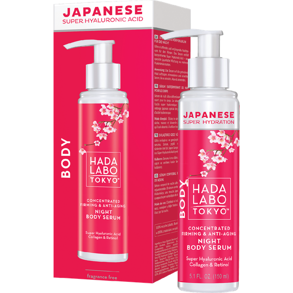 Hada Labo Tokyo Body serum do ciała na noc z Super Hyaluronic Acid™, pochodną retinolu, kolagenem, skwalanem i witaminą E 150 ml