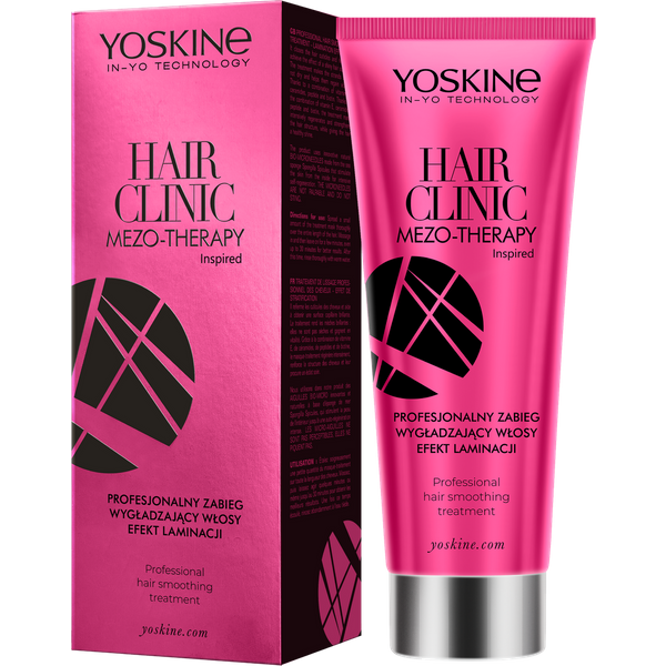 Yoskine Hair Clinic Mezo-Therapy profesjonalny zabieg wygładzający włosy Efekt Laminacji z ceramidami, peptydem, biotyną, witaminą E, niacynamidem i skwalanem 200 ml