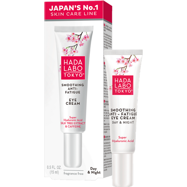 Hada Labo Tokyo White krem pod oczy przeciw oznakom zmęczenia na dzień i noc z kwasem hialuronowym, kofeiną, kolagenem i ekstraktem z różowego drzewa jedwabnego 15 ml