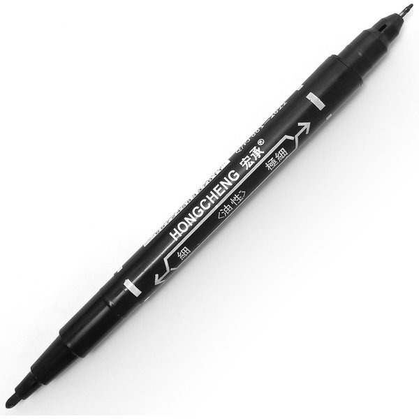 Dual-Tip Black Marker Pen