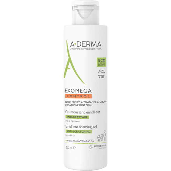 A-Derma Exomega Control Gel Detergente Schiumogeno Emolliente 200 Ml - Deterge Lenisce E Protegge La Pelle Secca A Tendenza Atopica-image