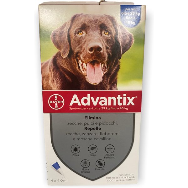 Advantix Spot-On 4 Pipette 4 Ml Per Cani Di Grossa Taglia Da 25 Kg A 40 Kg - Antiparassitario-image