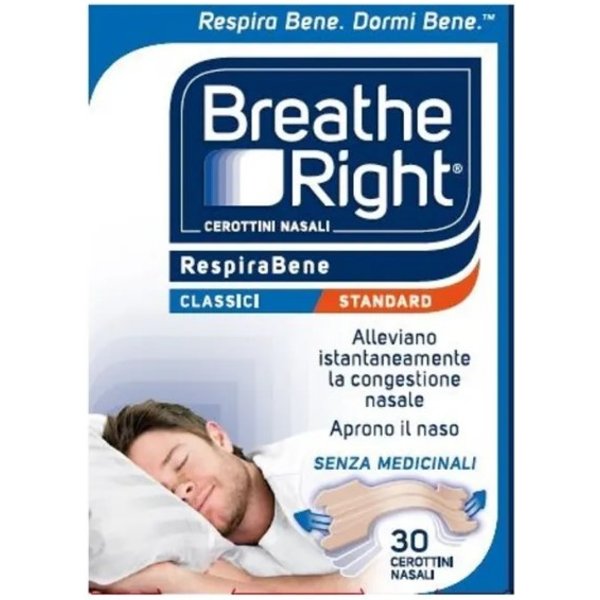 Breathe Right Cerottini Nasali Classici Misura Standard 30 Pezzi - Alleviano La Congestione Nasale-image