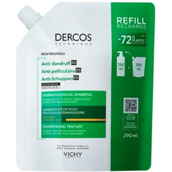 Dercos Technique Shampoo ANTI-FORFORA Capelli Secchi E Prurito Ricarica 390Ml-image
