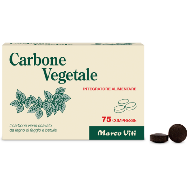 Carbone Vegetale Marco Viti 75 Compresse - Integratore Alimentare Contro Il Gonfiore Addominale-image