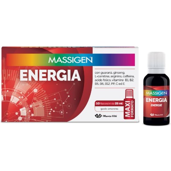 Massigen Energia 10 Flaconcini Da 25 Ml - Integratore Per Il Fabbisogno Energetico-image