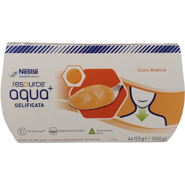 Resource Aqua+ Gelificata Gusto Arancia Senza Zucchero 4X125 Gr - Deglutizione Facile-image