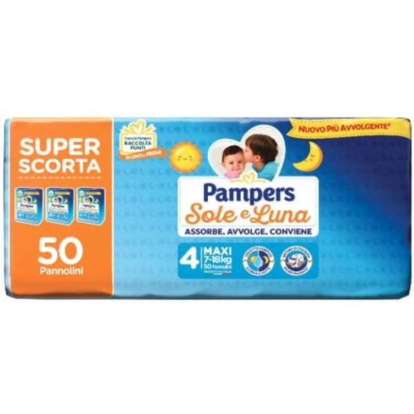 Pampers Sole E Luna Taglia 4 Maxi 7-18Kg Super Scorta 50 Pannolini-image