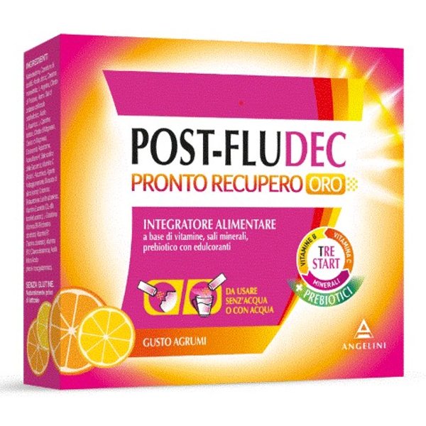 Post-Fludec Pronto Recupero Oro Agrumi 12 Bustine - Integratore Di Vitamine, Sali Minerali, Prebiotico-image