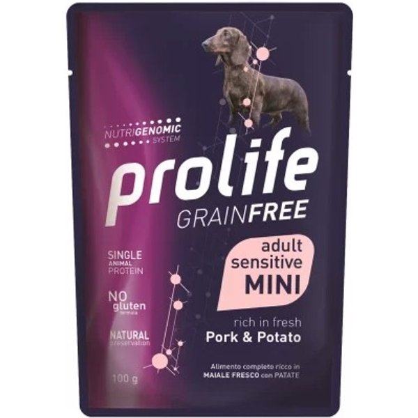 Prolife Cane Grain Free Sensitive Mini Adult Maiale Patate 100GR (Bustina)-image