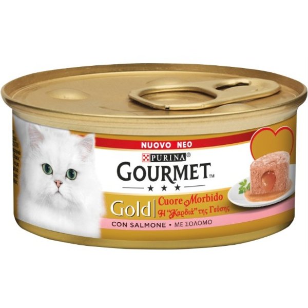 Nestle' Purina Gourmet Gatto Gold Cuore Morbido Salmone 85GR (Lattina)-image