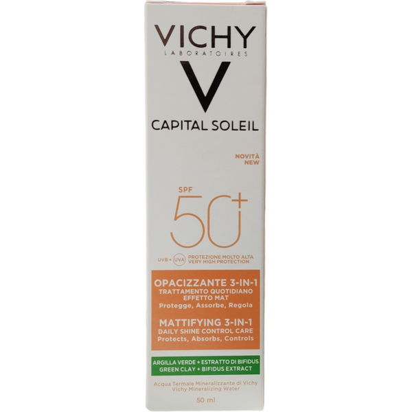Vichy Capital Soleil Trattamento Opacizzante 3 In 1 Effetto Mat Viso Protezione Molto Alta Spf 50+ 50 Ml-image