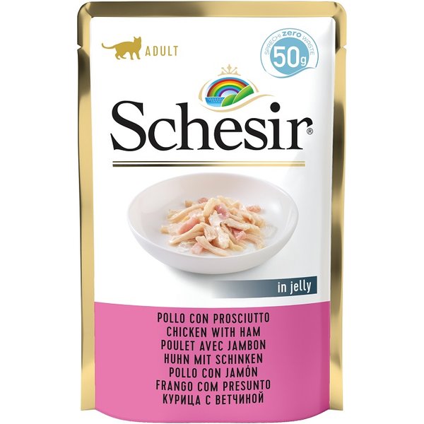 Schesir Gatto Filetti Jelly Pollo Prosciutto 50GR (Bustina)-image