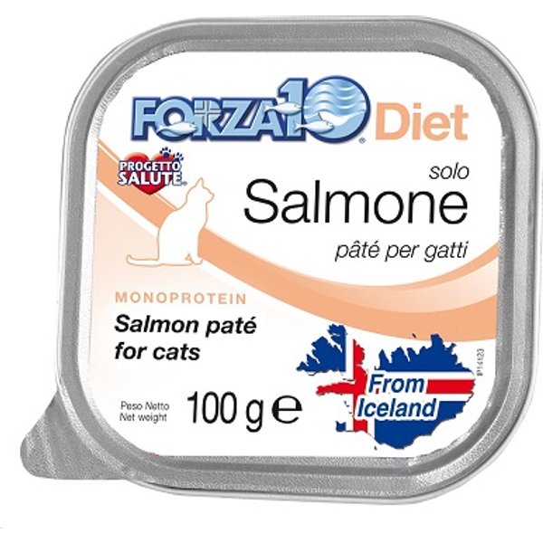 FORZA10 Gatto Diet Pate' Solo Salmone 100GR (Vaschetta)-image
