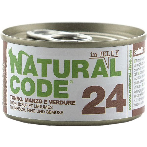 Natural Code Gatto 24 Jelly Tonno Manzo Verdure 85GR (Lattina)-image