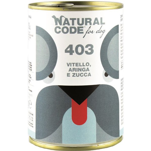 Natural Code Cane 403 Vitello Aringa Zucca 400GR (Lattina)-image