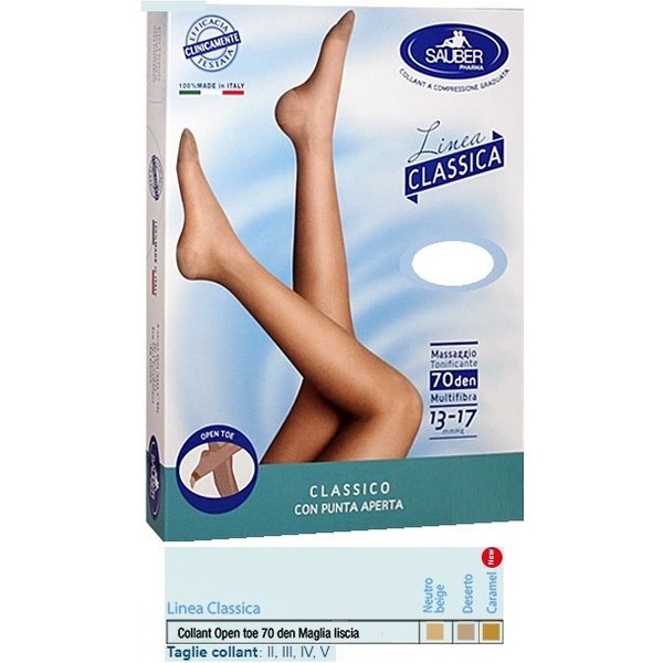 Sauber Collant 70 Denari Linea Classica Punta Aperta Beige Taglia 5-image