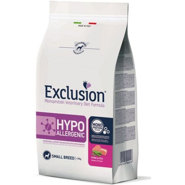 Exclusion Cane Diet Hypoallergenic Small Breed Adult Maiale Piselli 800GR-image