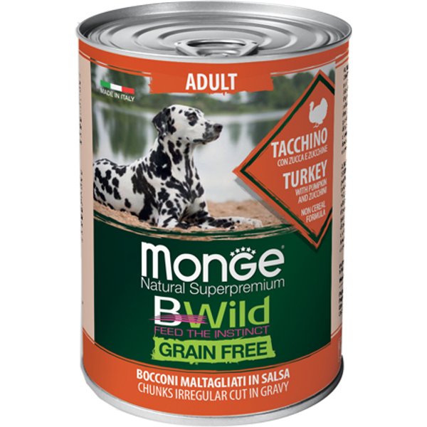 Monge Cane Bwild Grain Free Gravy (In Salsa) Adult Tacchino 400GR (Lattina)-image
