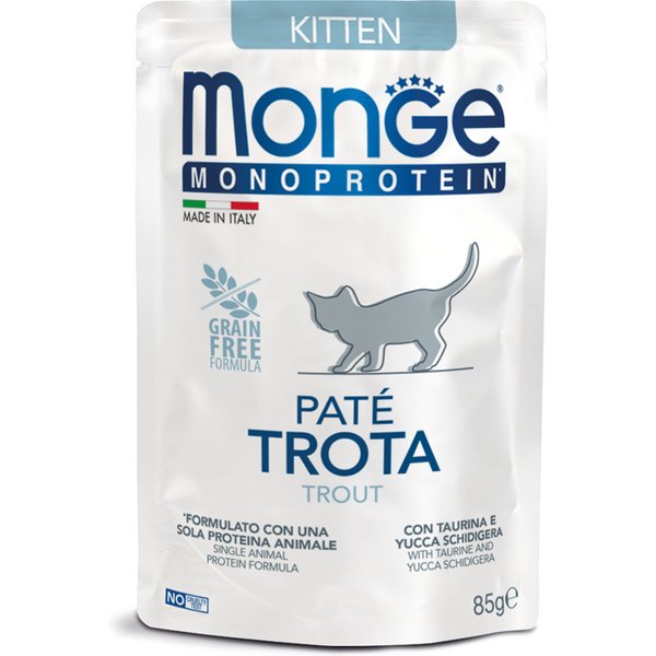 Monge Gatto Monoproteico Kitten Pate' Trota 85GR (Bustina)-image