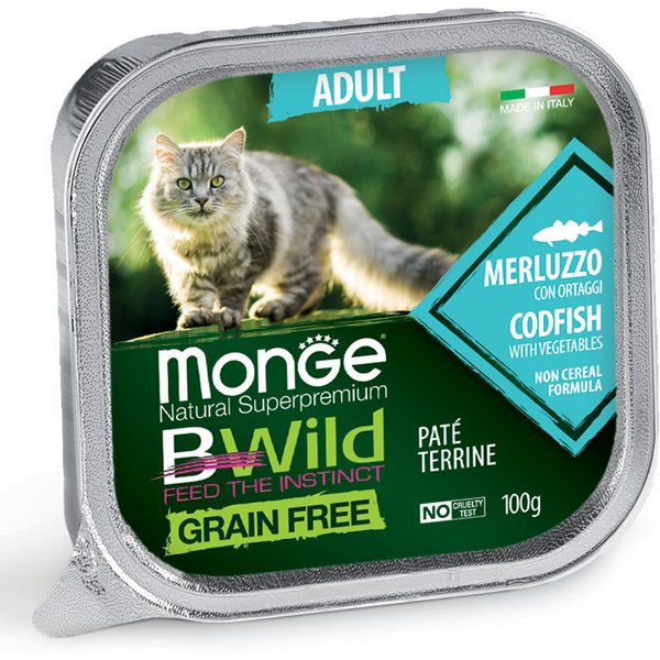 Monge Gatto Bwild Grain Free Sterilised Merluzzo 100GR (Vaschetta)-image