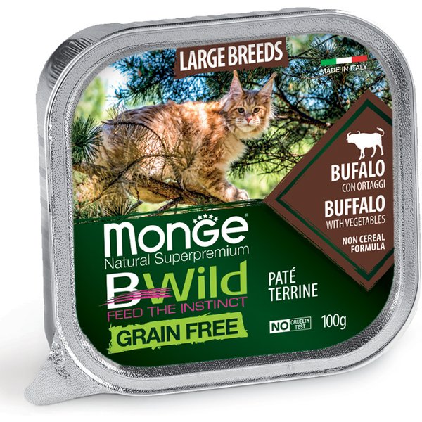 Monge Gatto Bwild Grain Free Large Breeds Bufalo 100GR (Vaschetta)-image