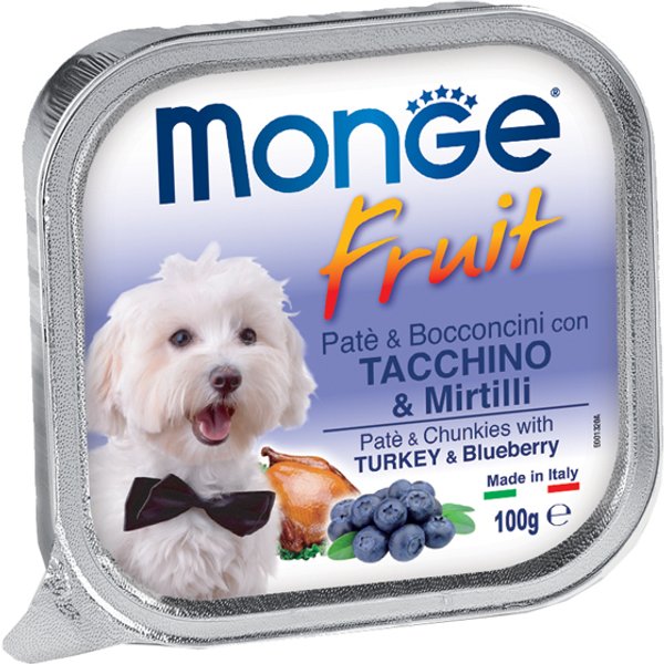 Monge Cane Fruit Pate' Bocconcini Tacchino Mirtilli 100GR (Vaschetta)-image