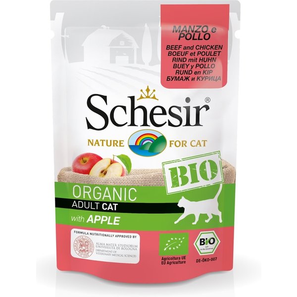 Schesir BIO Gatto Adult Manzo Pollo Mela 85GR (Bustina)-image