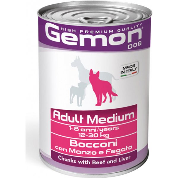 Gemon Cane Bocconi Medium Adult Manzo Fegato 415GR (Lattina)-image