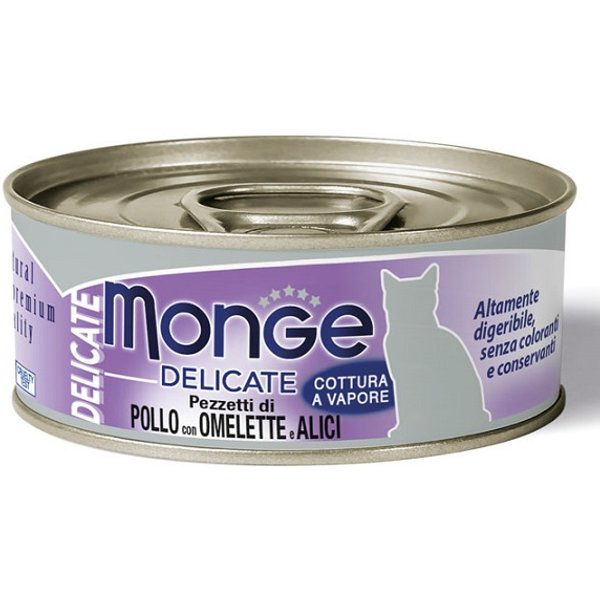 Monge Gatto Delicate Pollo Omelette Acciughe 80GR (Lattina)-image