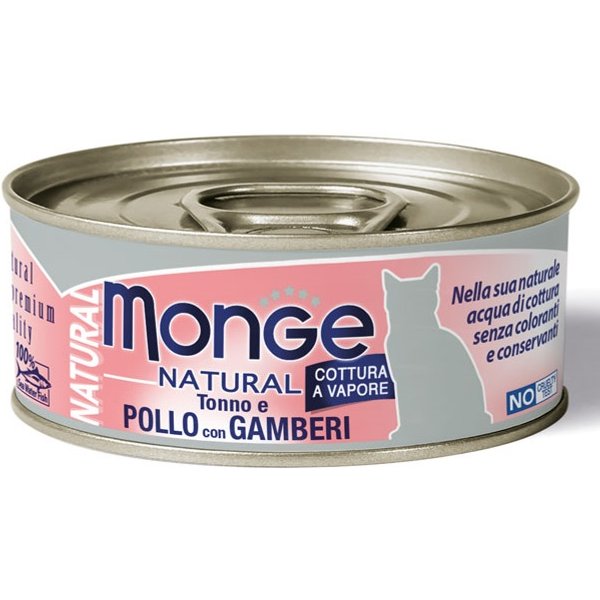 Monge Gatto Natural Tonno Pollo Gamberi 80GR (Lattina)-image
