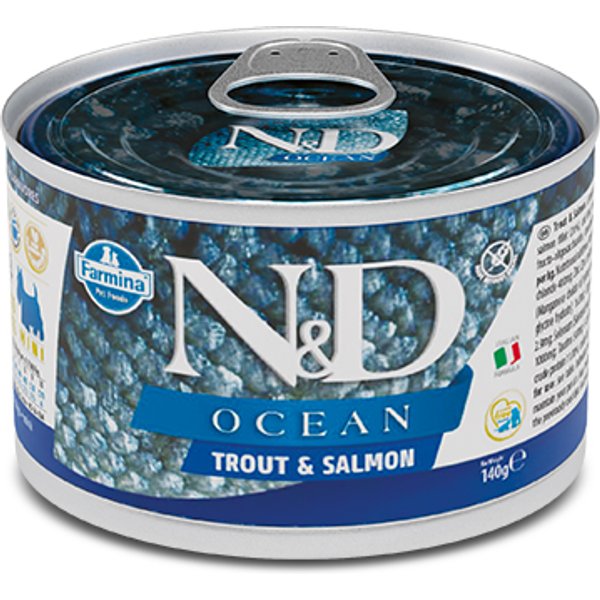 Farmina N&D Ocean Cane Mini Adult Trota Salmone 140GR (Lattina)-image