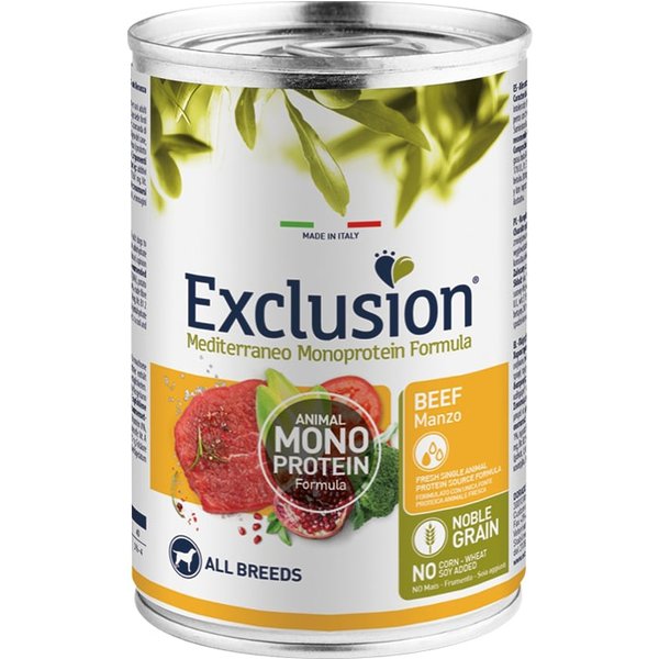 Exclusion Cane Mediterraneo Monoproteico Noble Grain ALL Breeds Adult Manzo 400GR (Lattina)-image