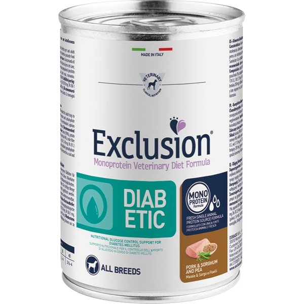 Exclusion Cane Diet Diabetic ALL Breeds Adult Maiale Sorgo Piselli 400GR (Lattina)-image