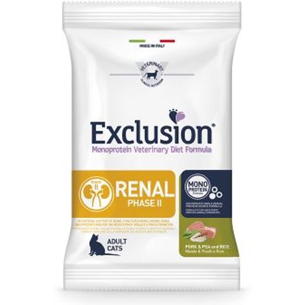 Exclusion Gatto Diet Renal Phase 2 Adult Maiale Piselli Riso 85GR (Lattina)-image