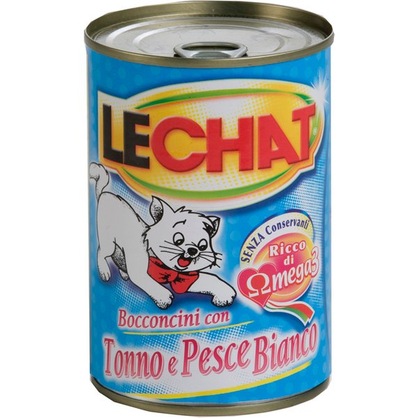 Lechat Gatto Bocconcini Tonno E Pesce Bianco 400GR (Lattina)-image
