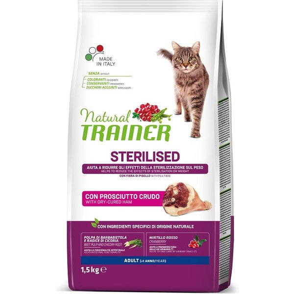 Trainer Natural Gatto Sterilised Adult Prosciutto 1,5KG-image