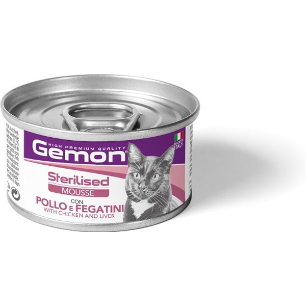 Gemon Gatto Sterilised Mousse Pollo Fegatini 85GR (Lattina)-image