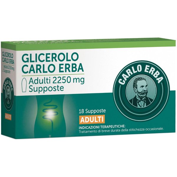 Glicerolo Carlo Erba 18 Supposte Per Adulti 2250Mg - Trattamento Della Stitichezza Occasionale-image