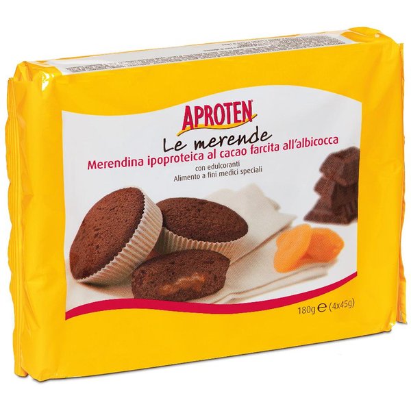 Aproten Merendina Ipoproteica Senza Zucchero Al Cacao Farcita All'albicocca Confezione Da 4 Pezzi Da 45 Gr - Alimento A Fini Medici Speciali-image