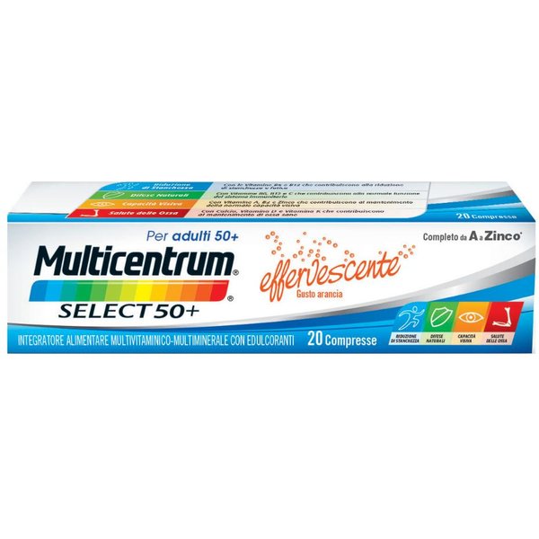 Multicentrum Select 50+ 20 Compresse Effervescenti Gusto Arancia - Integratore Multivitaminico-image