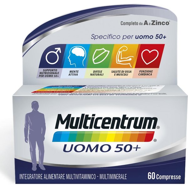 Multicentrum Uomo 50+ 60 Compresse Integratore Vitamine E Sali Minerali-image