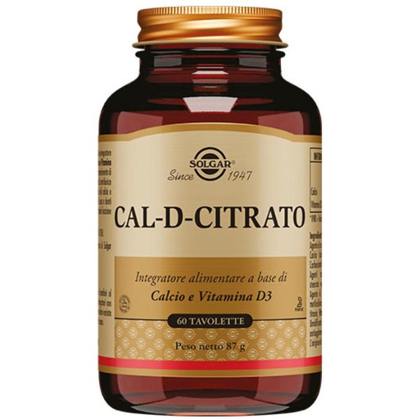 Solgar Cal-D-Citrato 60 Tavolette - Integratore Alimentare A Base Di Calcio Citrato E Vitamina D-image