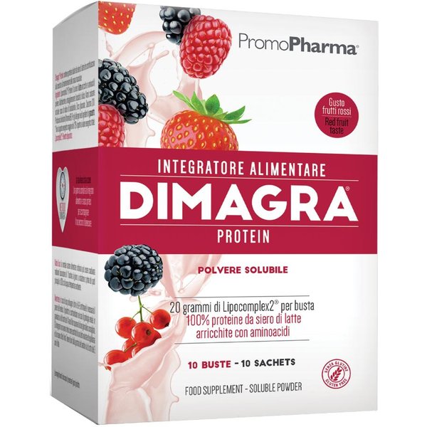 Dimagra Protein Integratore Alimentare Frutti Rossi 10 Bustine-image